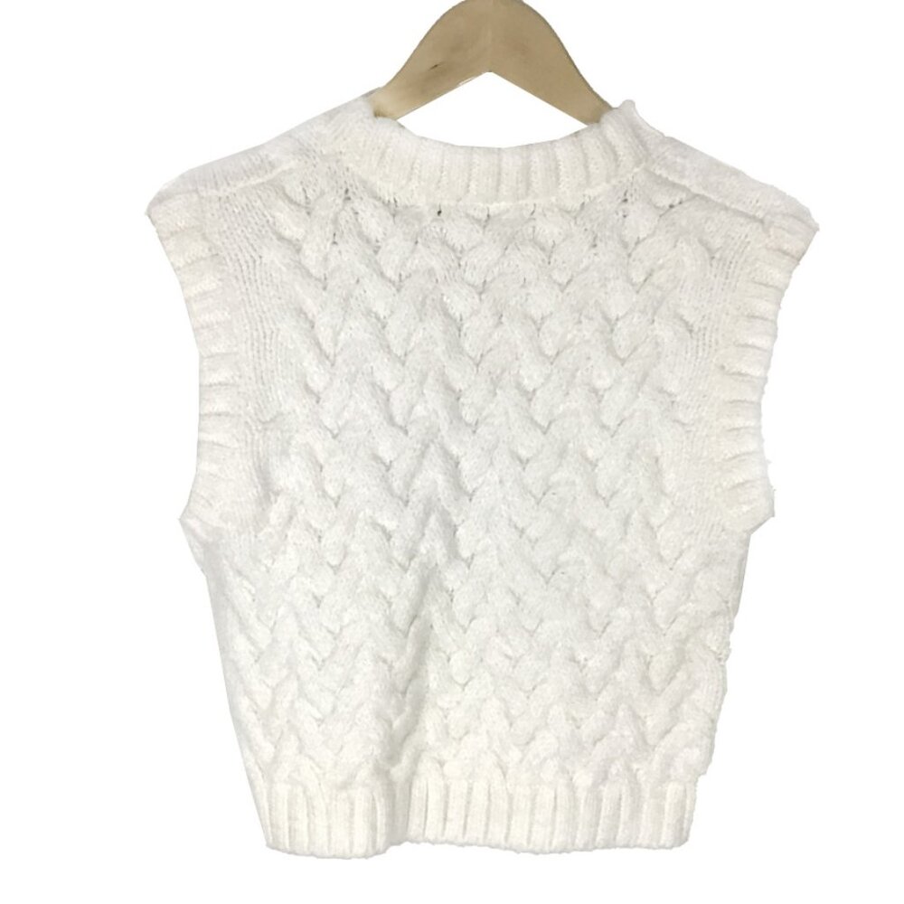 ZARA Limited Edition Chunky Cable Knit Space Invaders Sweater Vest - Picture 7 of 10